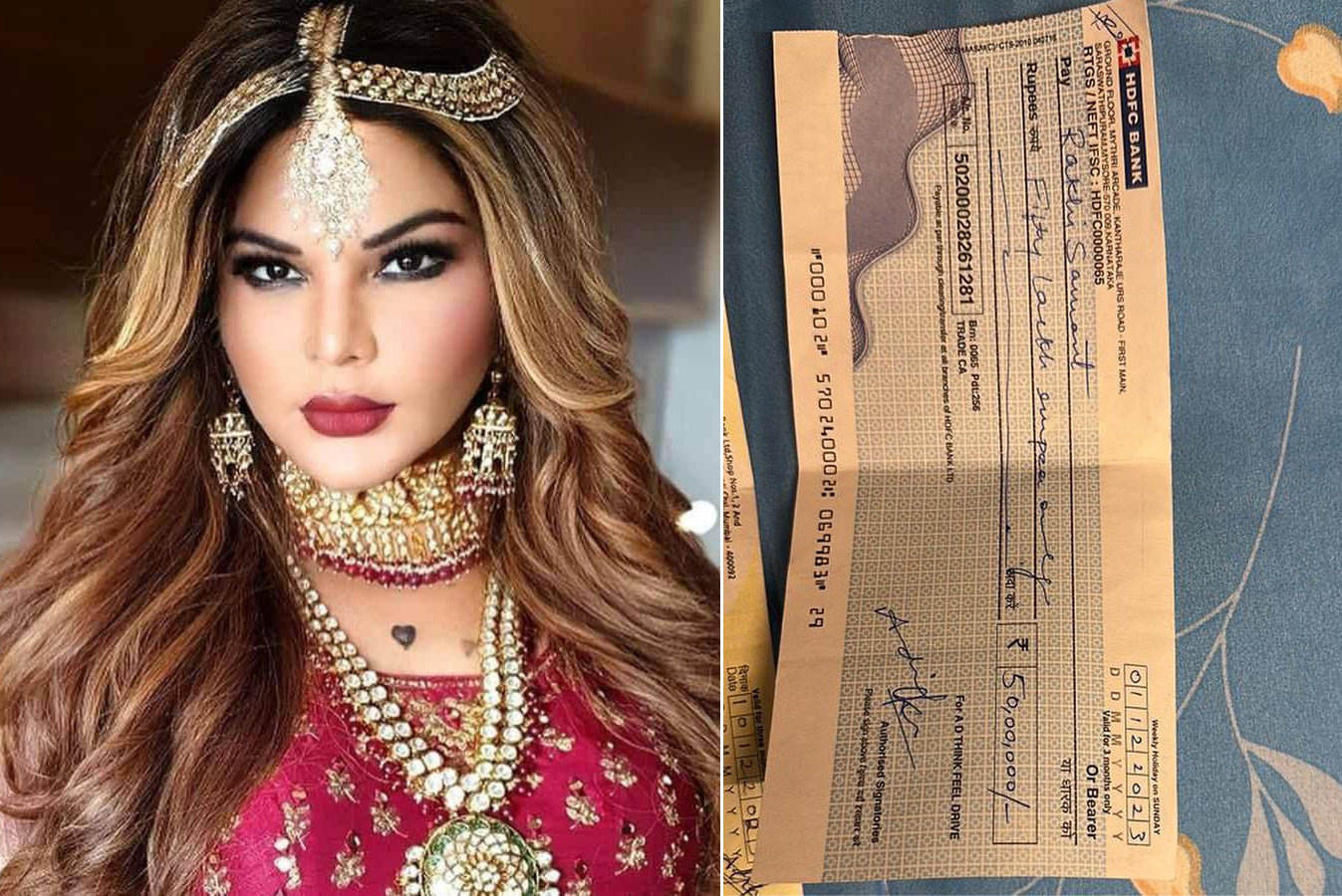 Famous Actress And Dancer Rakhi Sawant Disclose The Legal Loan Agreement And Adil Khan Durrani Had Signed. She Shared Pictures Of the Cheques And Sum Of The Amount. 