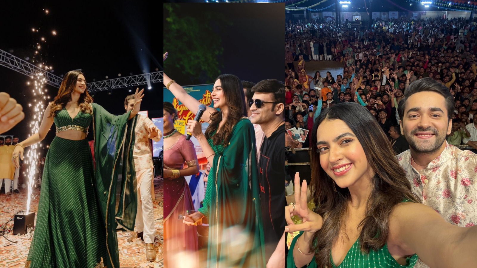 Kashika Kapoor and Team Promote Their Film Aayushmati Geeta Matric Pass At Navratri Celebrations in Ahmedabad, Mesmerizing Over 10,000 Fans