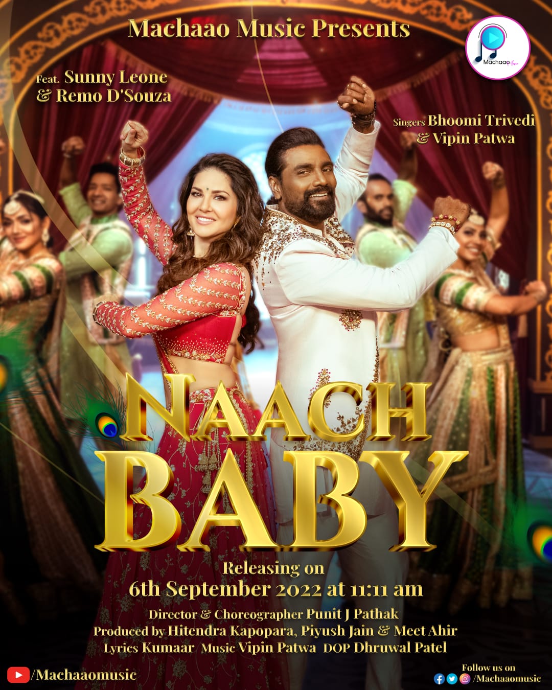 Sunny Leone and Remo D’Souza look stunning in the first poster of Machaao Music’s upcoming single Naach Baby