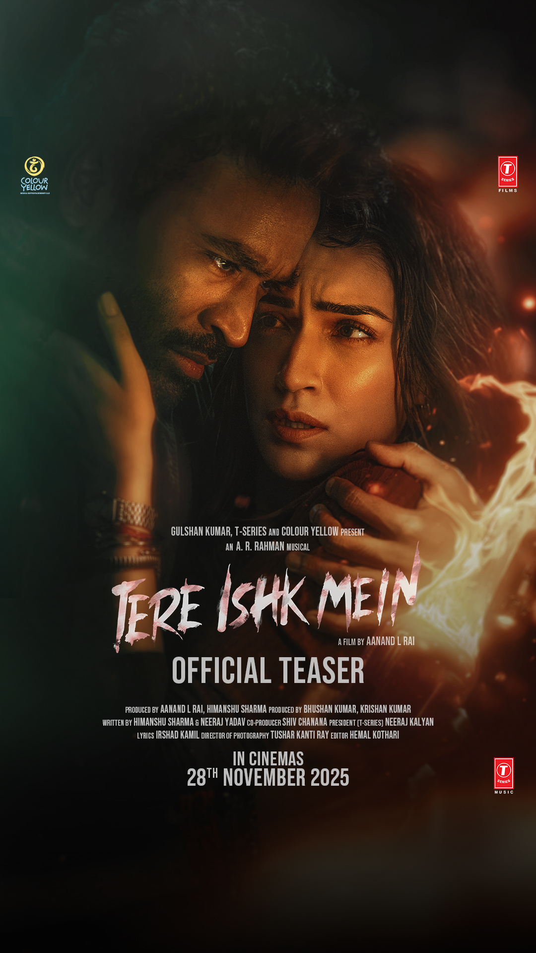 Teaser of Tere Ishk Mein Out: Dhanush–Kriti Sanon With Aanand L Rai, A.R. Rahman & Bhushan Kumar Set Tone for Year-End Theatrical Tentpole