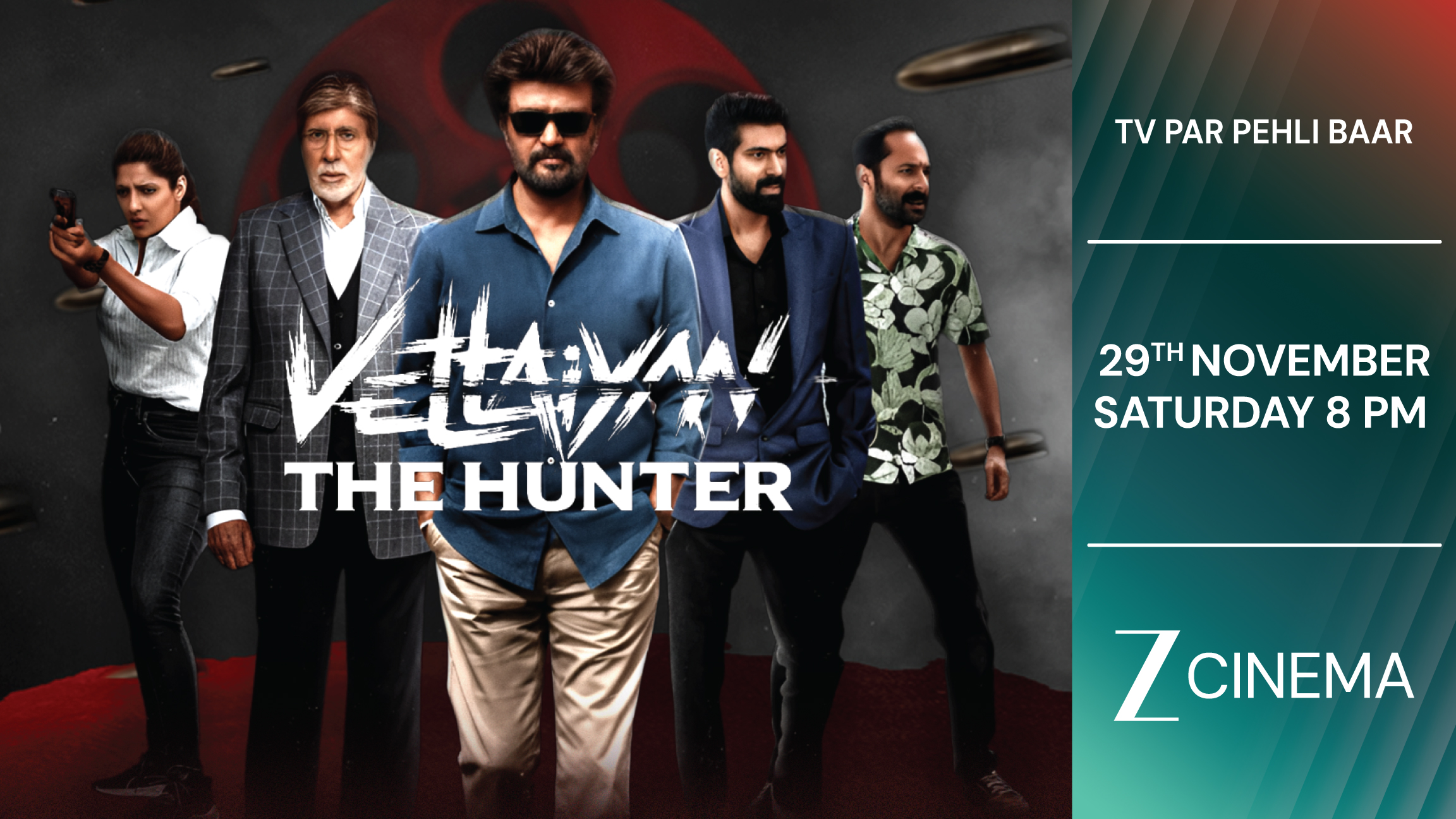 Zee Cinema brings the World Television Premiere of Vettaiyan, starring Rajinikanth and Amitabh Bachchan, on Saturday, 29th November at 8 PM
