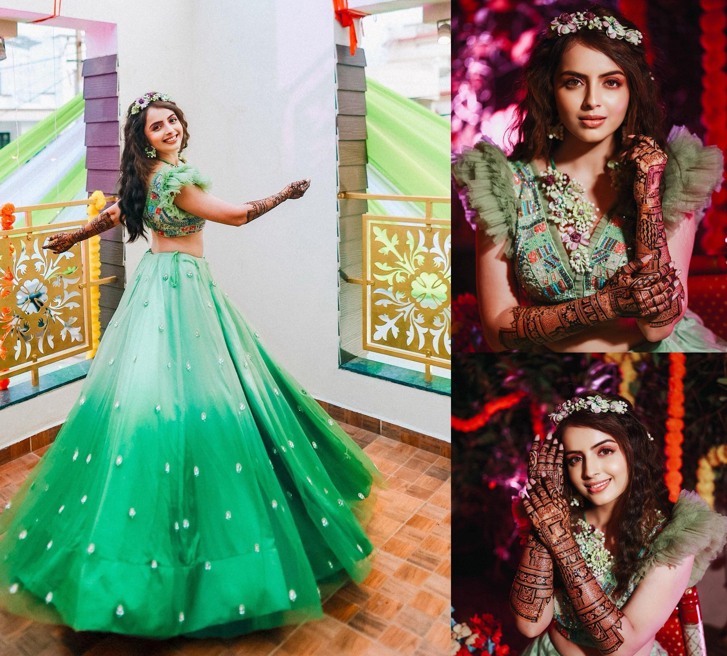 Gorgeous Actress Shrenu Parikh Looks Ethereal In The Beautiful Green Attrite At Her Mehandi Ceremony! She Shares A Glimpse Of Her Wedding Ceremony!