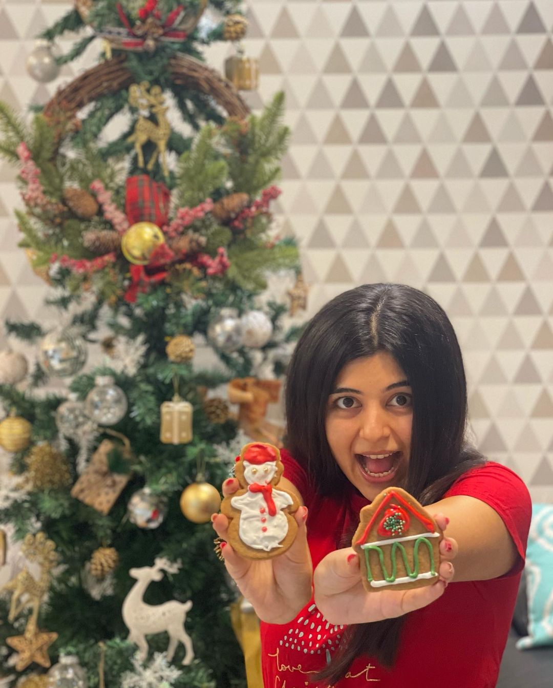 Actress Yesha Rughani Celebrated Christmas Adorably With Special Cookies And Decorated Christmas Tree
