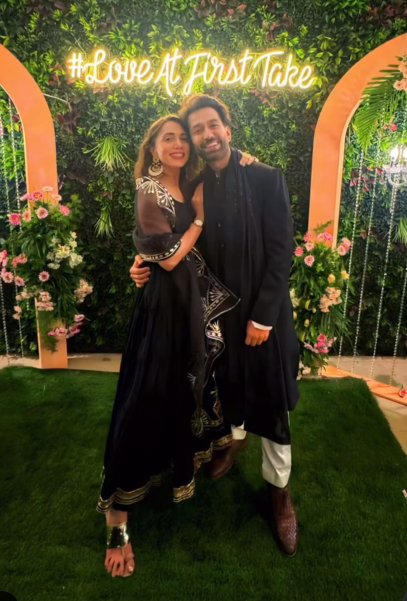 Nakuul Mehta And His Wife Jankee Posed With Newly Married Couple Shrenu Parikh And Akshay Mhatre. The Entire Ishqbaaz’s Cast Presented At Their Reception
