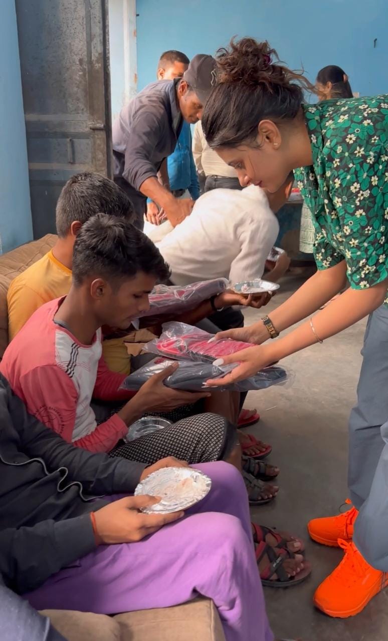 Lock Upp star Anjali Arora visits a Blind School post birthday in Delhi, donates winter wear and treats them with cake and food